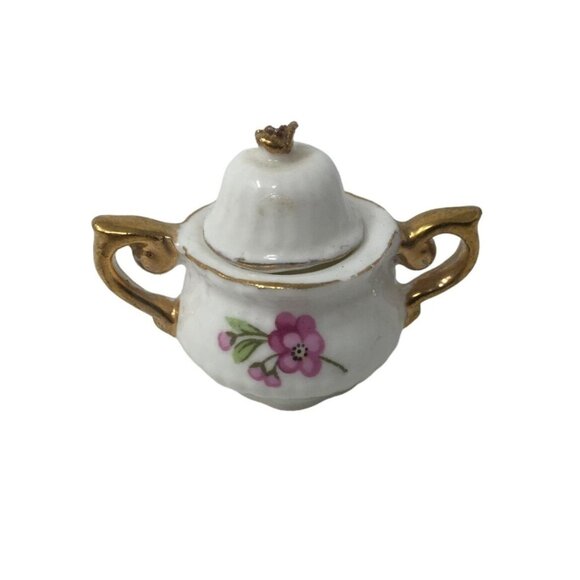 Vintage Miniature Fine Bone China Porcelain Tea Set- Tea Pot, Pitcher, Plate - Picture 15 of 16